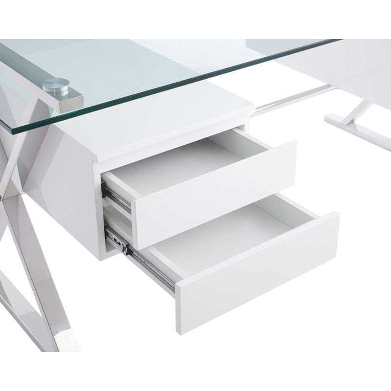 Sector 71" Glass Top Glass Office Desk by Modway