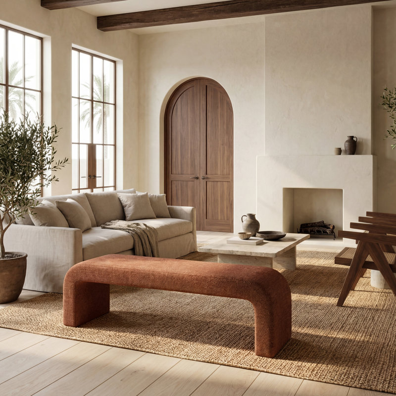 Banc rembourré 62 po Daine, Chenille rouille