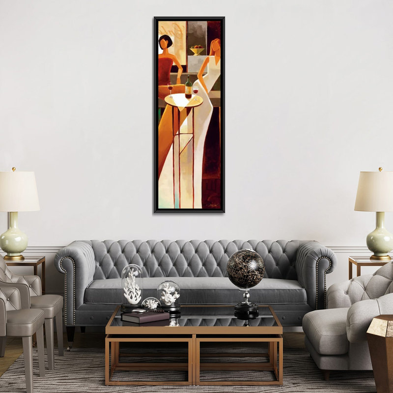 " Les Sirens " by Keith Mallett, 36" H x 12" W x 1.5" D, Black Framed Canvas
