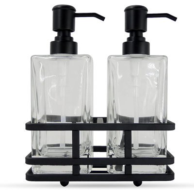 Cicilia 2- Piece Soap Dispenser Set With Metal Storage Tray