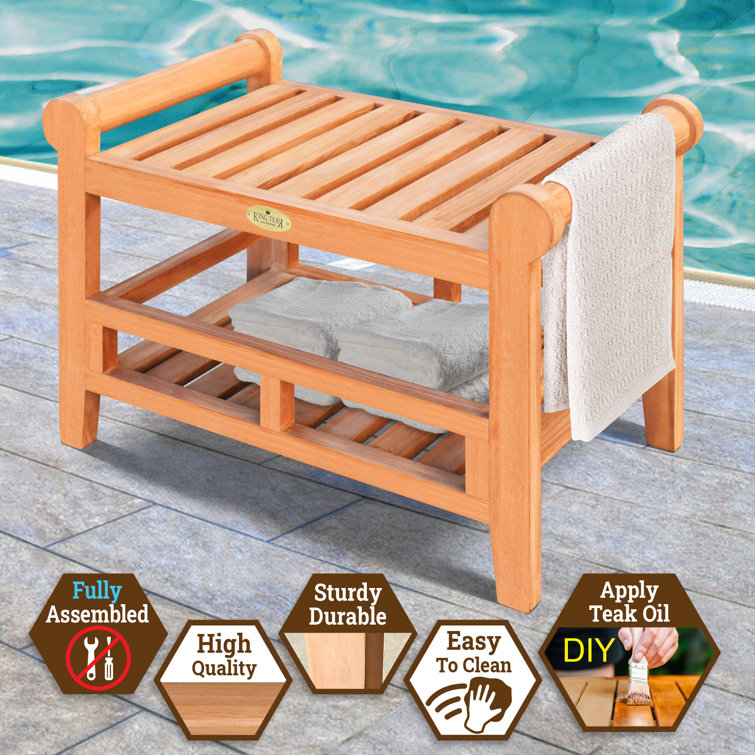 Sumba 30 Teak Shower Bench with Shelf