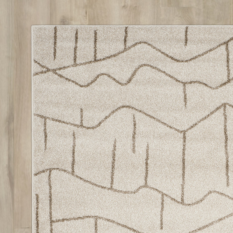 Covey Abstract Ivory/Grey Area Rug, Rectangle 5'3" x 8'