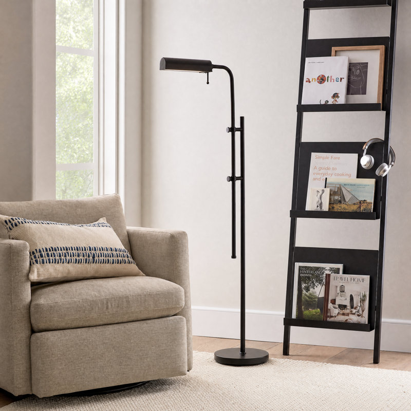 62.5" Industrial 3CCT LED Pharmacy Reading Task Floor Lamp in Black, Black