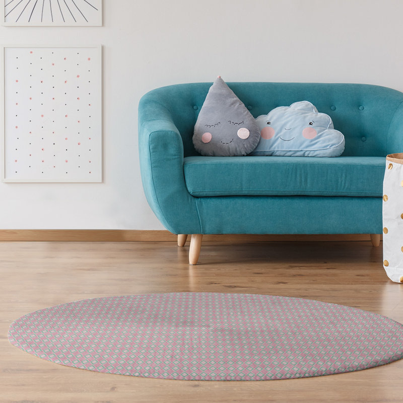 Chenille Geometric Indoor Rug, Round 5'