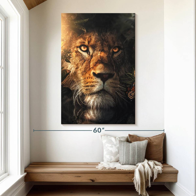 Brampt Lion Hiding, 51" H x 34" W