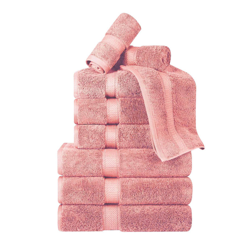 Scotia Egyptian Cotton Bath Towel Set, Tea Rose, 9Pc Towel Set  (3Bath, 3Hand, 3Face)