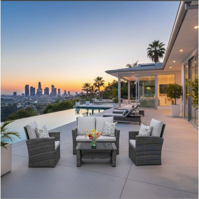 4-Piece All Weather Wicker Patio Conversation Set