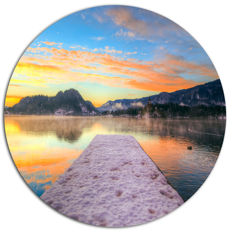 Bled et son lac - Imprimé, H 38 po x l 38 po x P 1 po, Métal