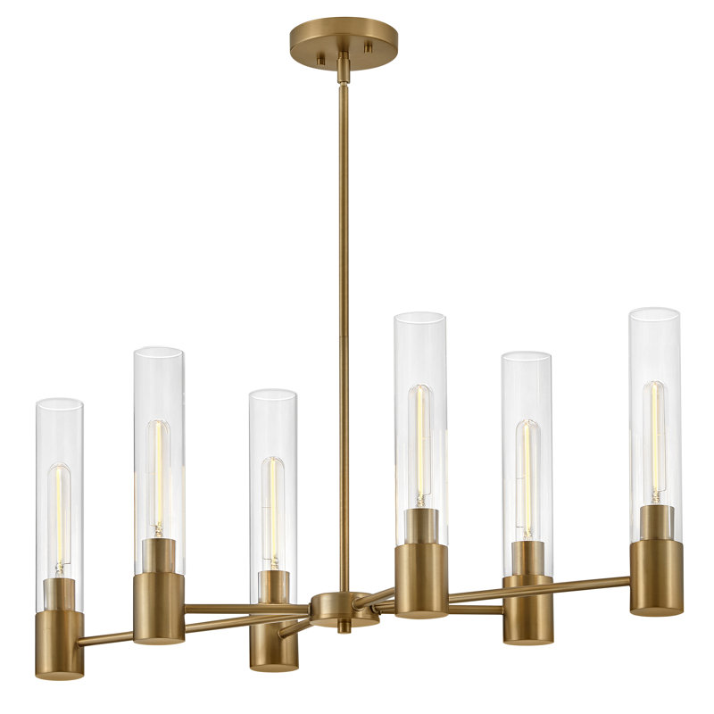 Shea 6-Light Lacquered Brass and Clear Glass Chandelier