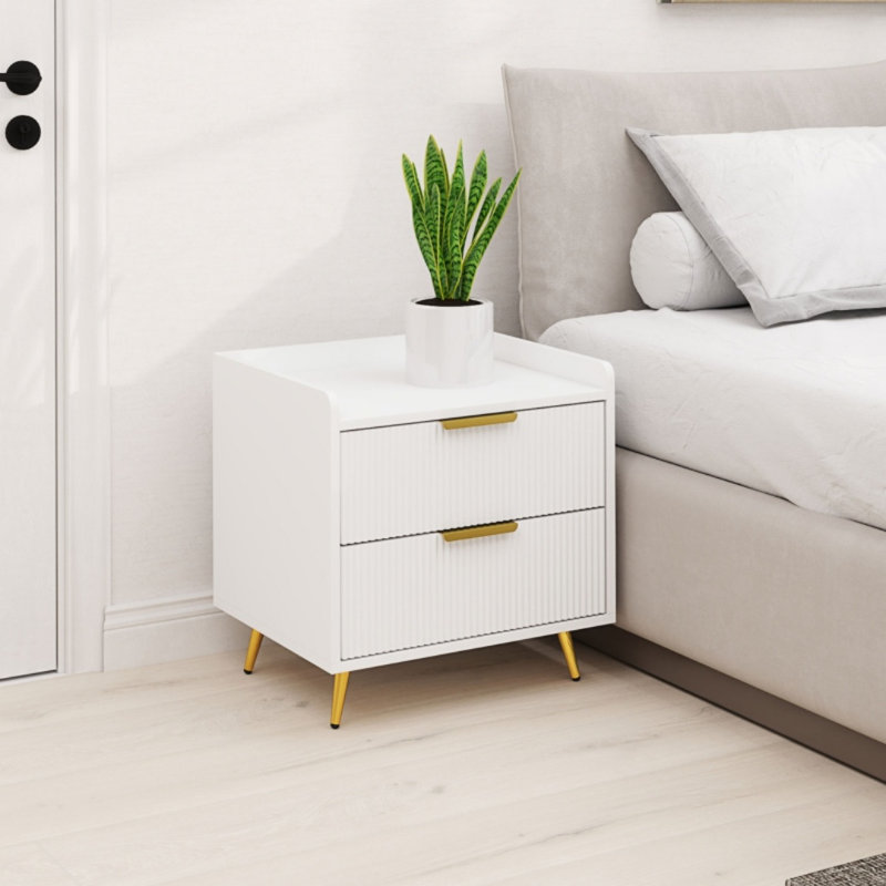 50cm W Engineered Wood Bedside Table, White