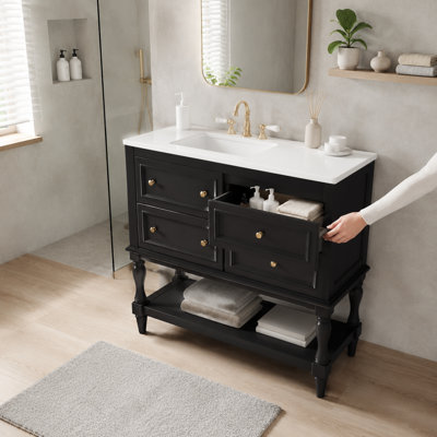 Armoire de salle de bain noire satinée