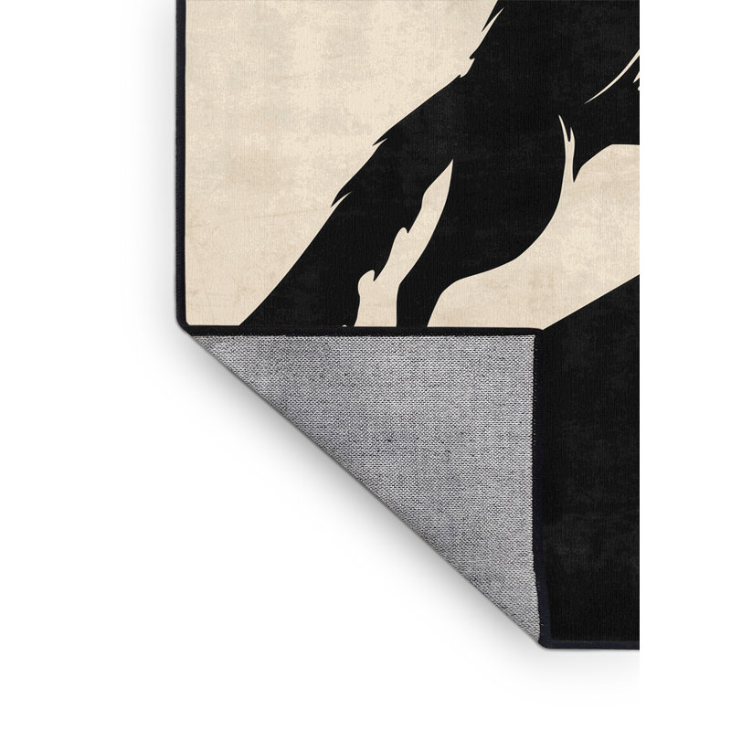 Machine Washable Osckar Tasmanian Devil Modern Arc Rug in Black – Black Binding, 3x5