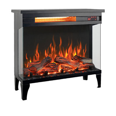 24 inch three sided glass electric fireplace with feet