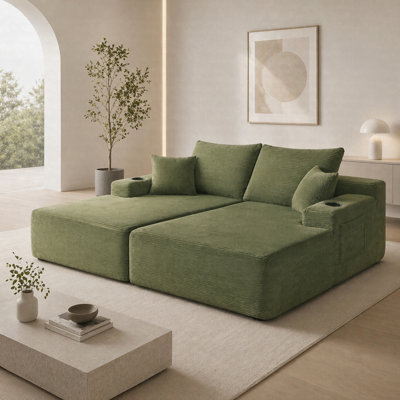 69" Cloud Sectional Sofa with Double Chaise Lounge, Deep Seat 2-Seater Couch for Living Room