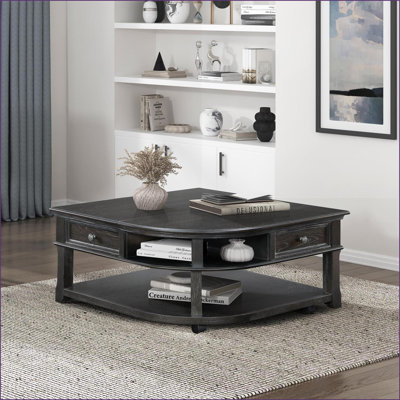 Charcoal Lift-Top Coffee Table for Living Room, Space-Saving with Casters and Storage