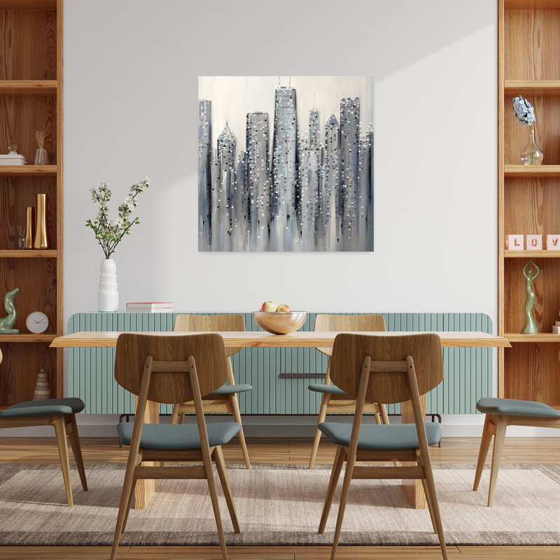 «Chicago Abstract Contemporary Architecture City», art mural, H 36 po x l 36 po