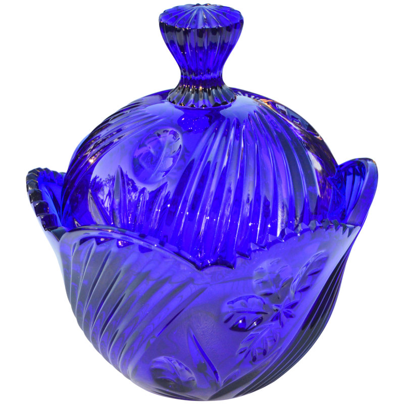 Bol décoratif en cristal bleu cobalt