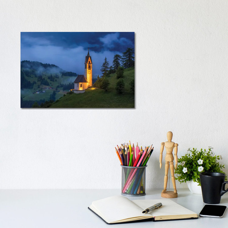 Italy, Dolomites, Val Di Funes. Chapel Of St. Barbara At Sunset. by Jaynes Gallery - Wrapped Canvas Gallery-Wrapped Canvas Giclée
