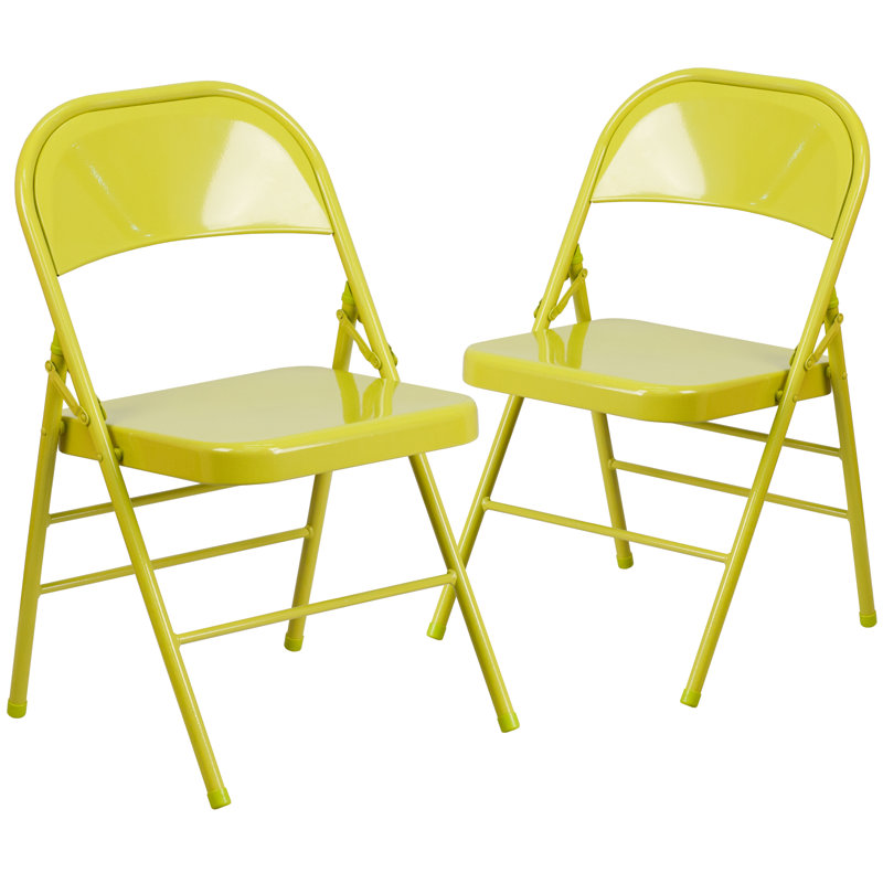 Chaise pliante en métal Oliverson, Citron