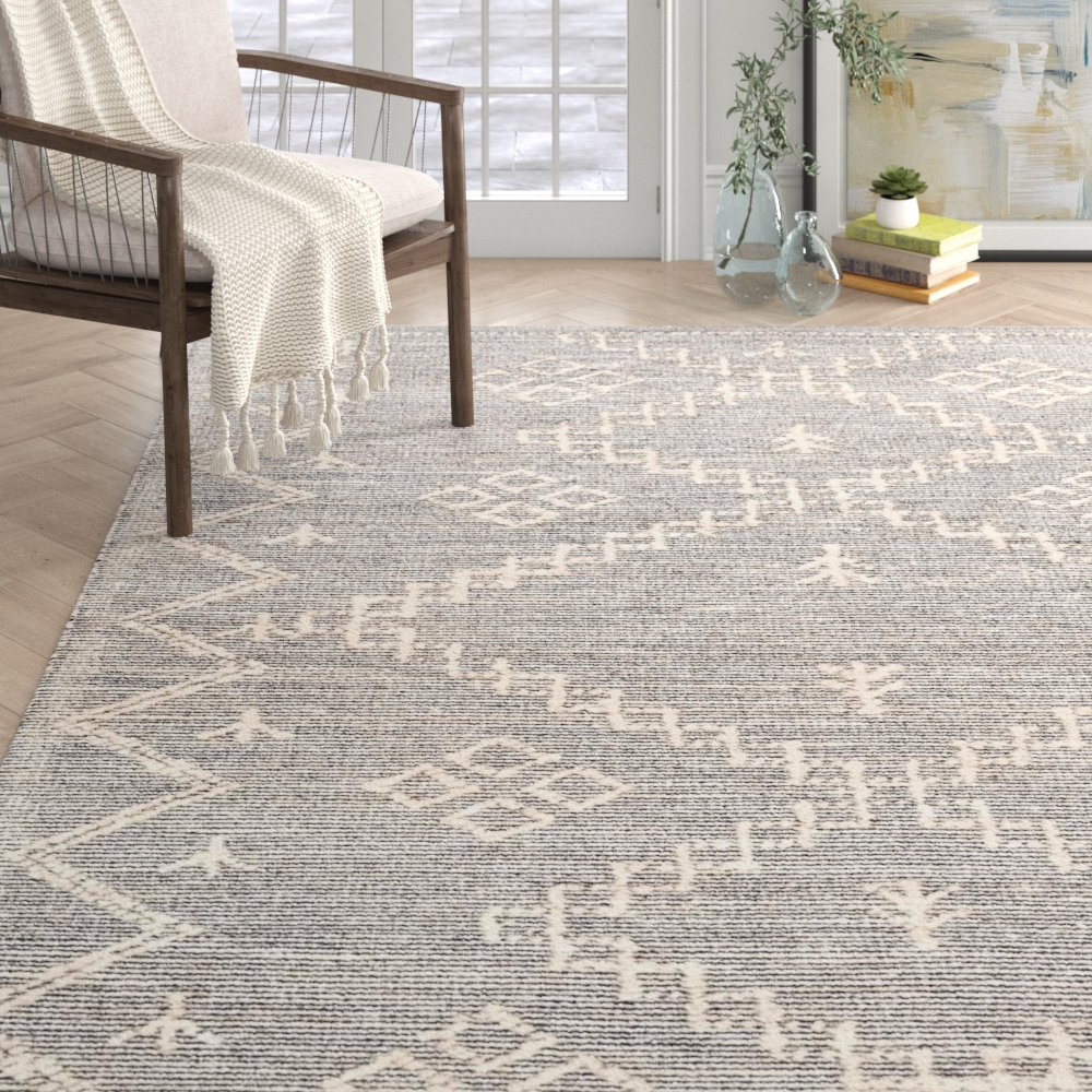 Beige Hand-Woven Moroccan Jute Rug, Rectangle 4' x 6'