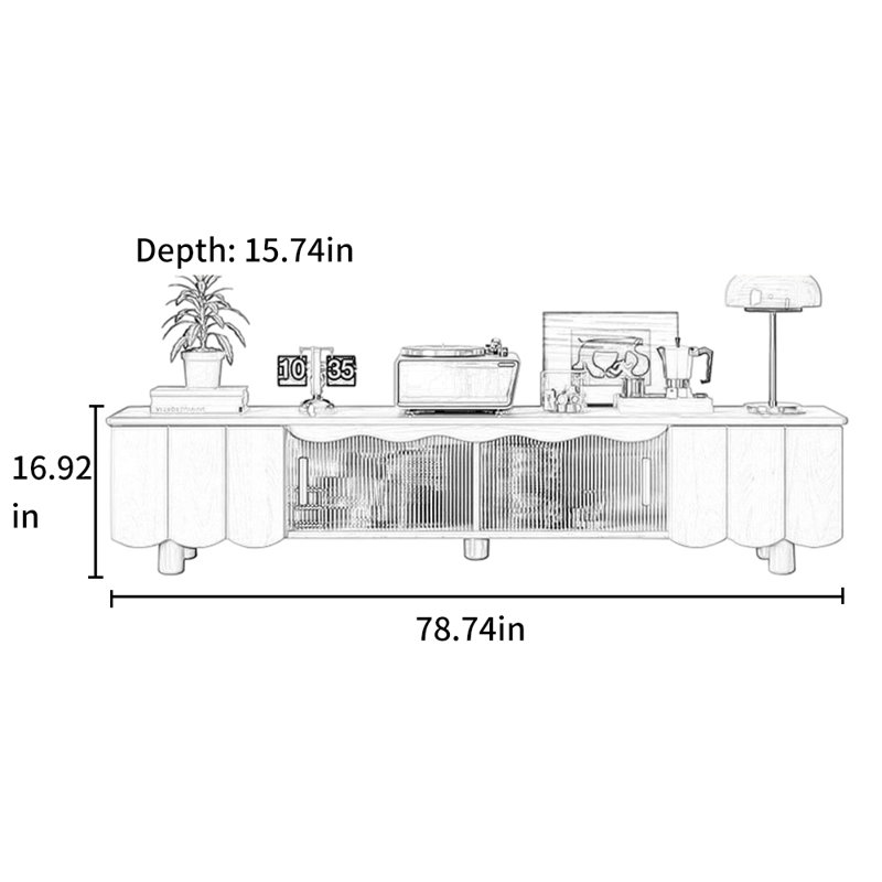 Meuble télé avec design fonctionnel, 78.74"
