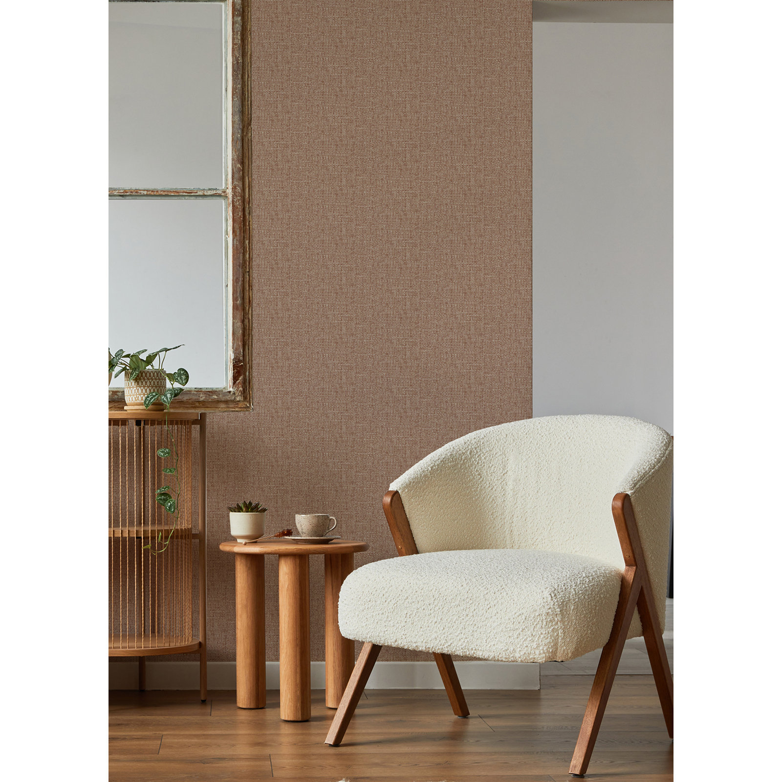 Rafi Plaid Wallpaper, Coral
