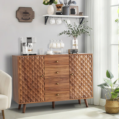 Buffet Cabinet with Storage, Farmhouse Buffets Cabinet with 2 Door, Sideboard Buffet Cabinets with 4 Drawers, Mid Century Wood Sideboard Cabinets for by George Oliver