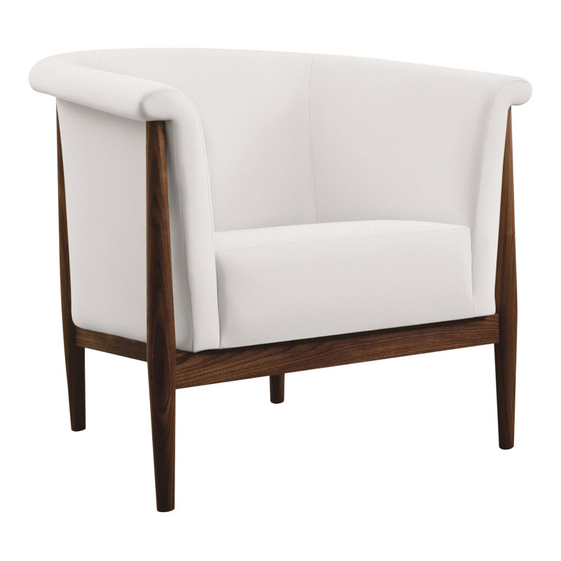Fauteuil demi-tonneau l 34,5 po Walnut Grove, Perigold sur l'agneau Sables blancs