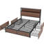 Queen Bed Frame, Brown Engineered Hardwood, Storage Drawers, Chic Headboard, Stable Structure, Bedroom Decor Frame Of With Large Raised - Pattern, Four Extra Large Drawers And Socket In Ideal For