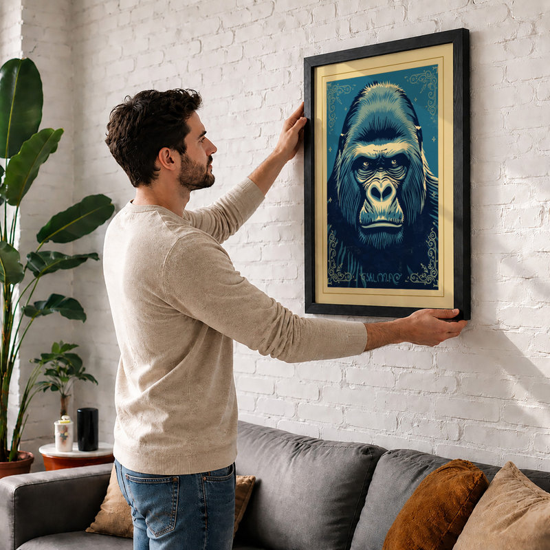 Harambe Retro - Framed Print, Black, A3 - 42.0 x 29.7 cm
