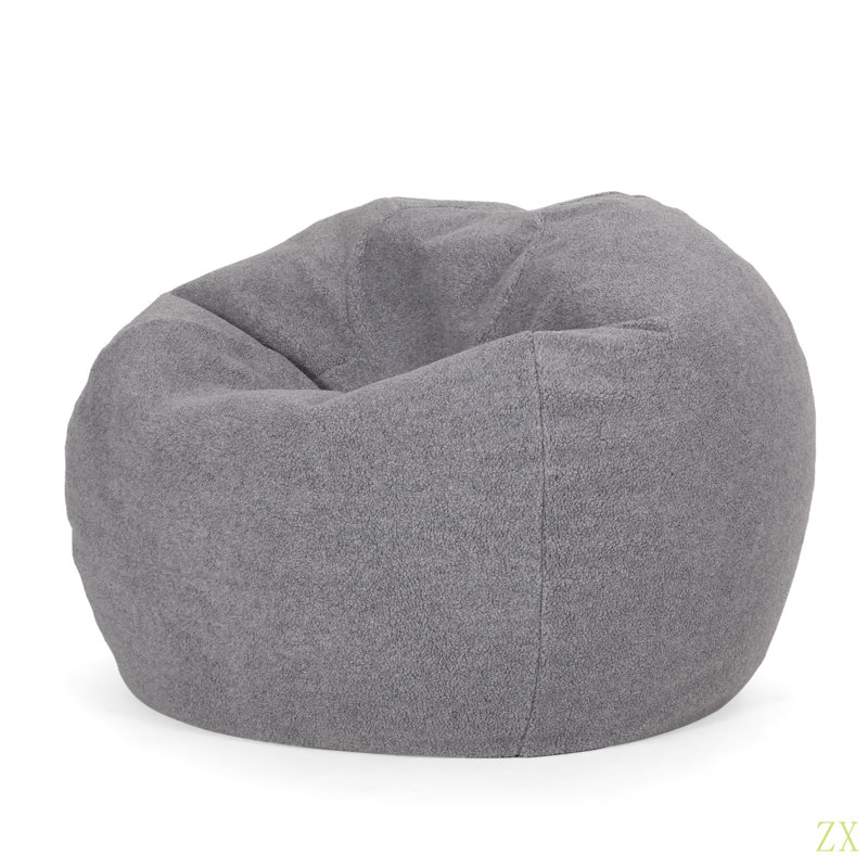 Fauteuil à billes arrondi Kavel, Tissu gris