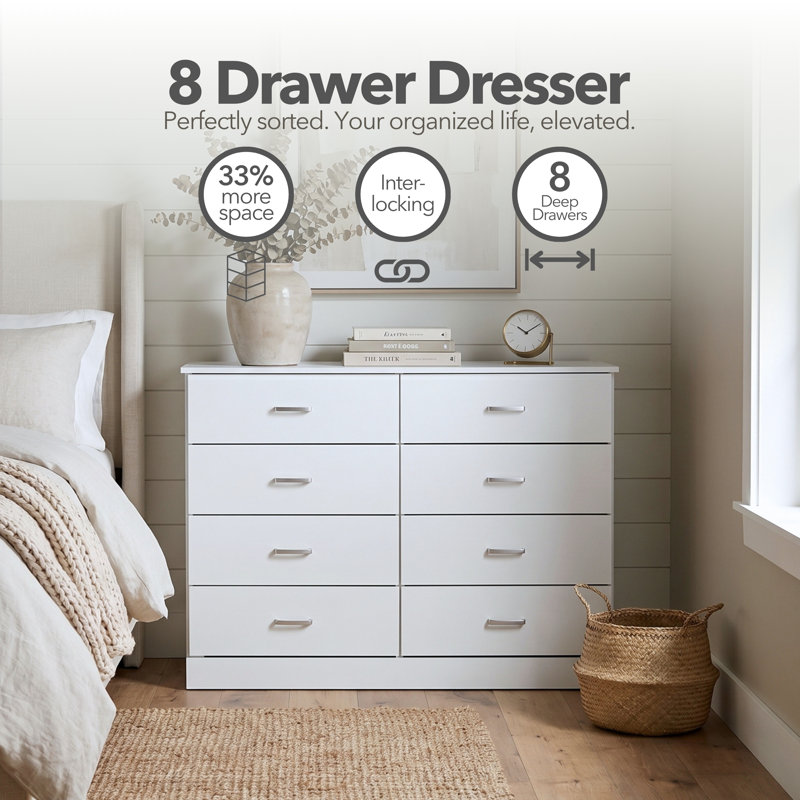 Allyannah 47" W Modern Contemporary 8 Drawer Dresser