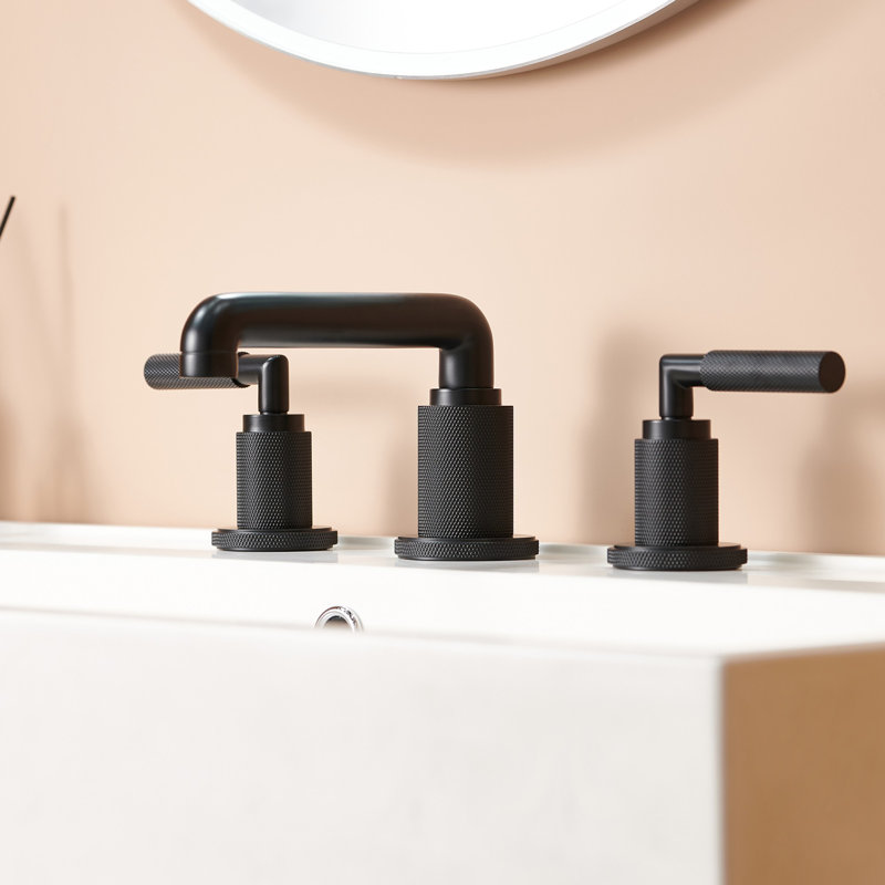 Robinet de salle de bain à 2 poignées avec drain, Poignée levier, Noir mat