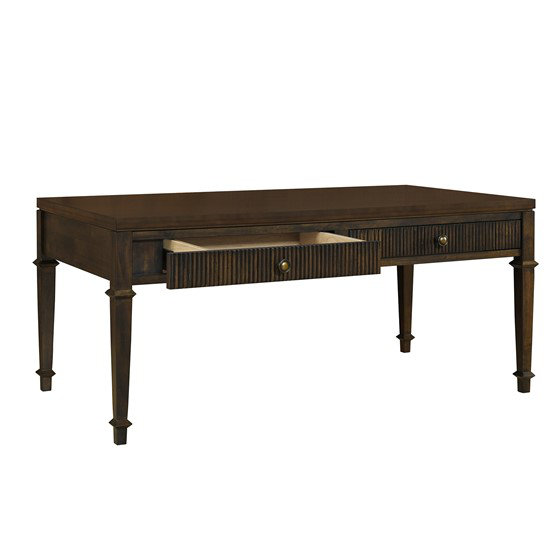 Table basse cannelée à 2 tiroirs