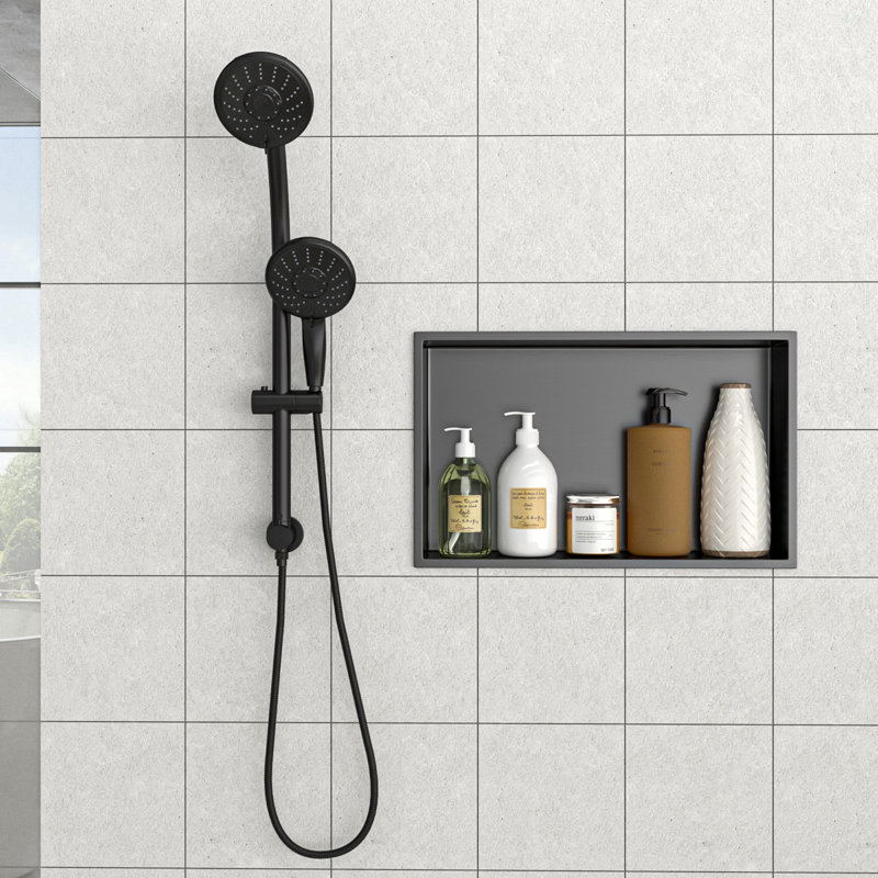 21" X 13" Stainless Steel Shower Niche, Gunmetal Black, Gunmetal Black, 4" H x 21.06" W x 12.91" D
