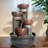 Indoor Relaxation Tabletop Fountain, Zen Meditation Waterfall Feature With LED Light & Natural Rocks, 4 Level Desk Waterfall For Home Office Bedroom Living Room Decoration