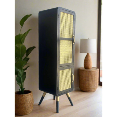 Armoire d'appoint moderne avec 2 portes et 3 tablettes Bot, un rangement vertical en bois avec des accents élégants