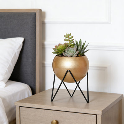 Large Planters With Stand Decorative Floor Planters Metal Pots With Drainage Holes For Living Room Office Garden Or Balcony