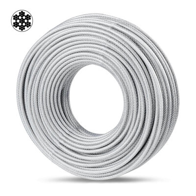3/16 in PVC-Coated Stainless Steel Wire Rope for Outdoor Railing 、Shade Sail Fixing and DIY Projects