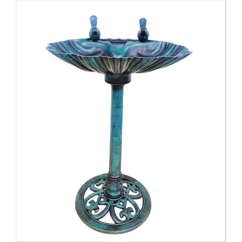 Aiden Plastic / Acrylic Pedestal Birdbath, Turqoise
