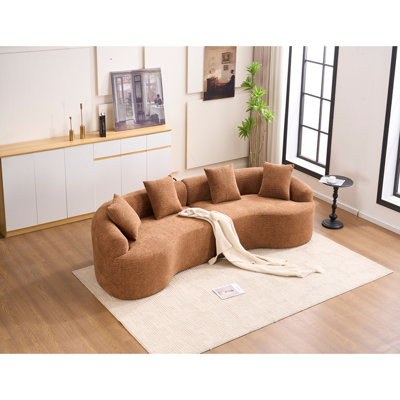 Boneless Curved Living Room Chenille Compression Sofa