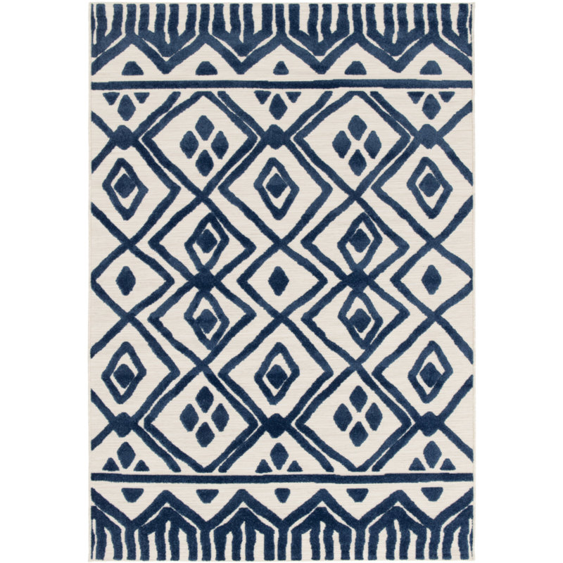 Poyen No Pattern And Not Solid Colour Navy Indoor / Outdoor Area Rug, Rectangle 123 x 170cm