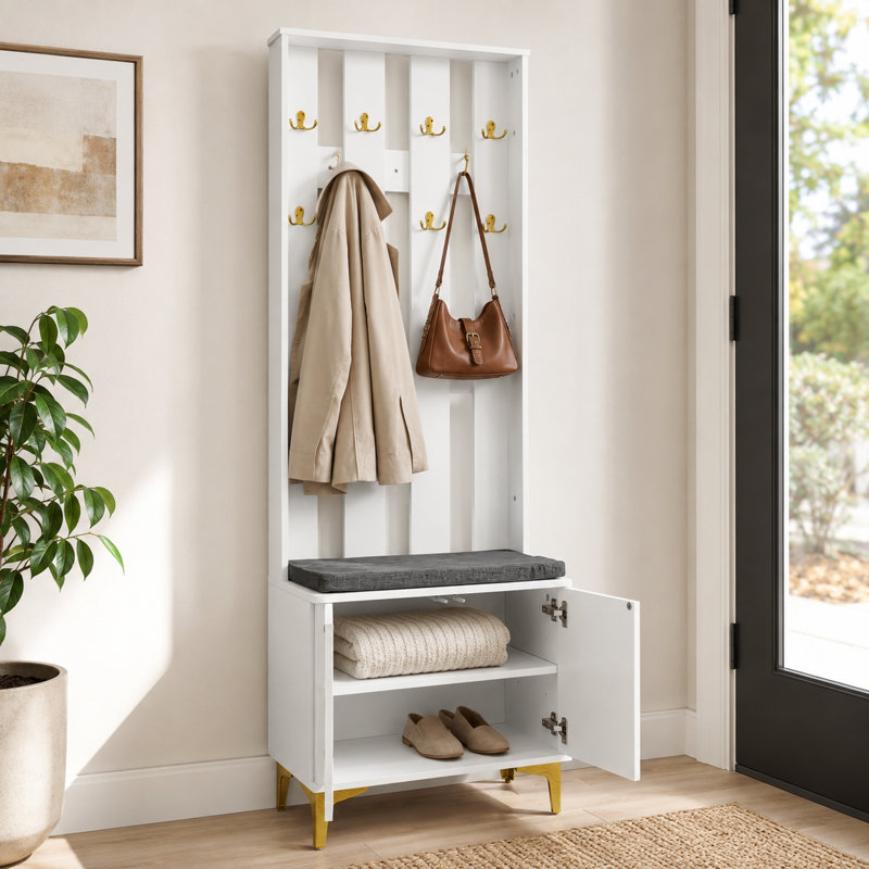 Portemanteau, portemanteau avec coussin de banc à chaussures et armoire de rangement