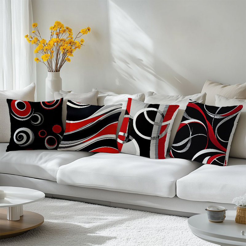 4 housses de coussin décoratives à motif de lignes abstraites 4 pièces