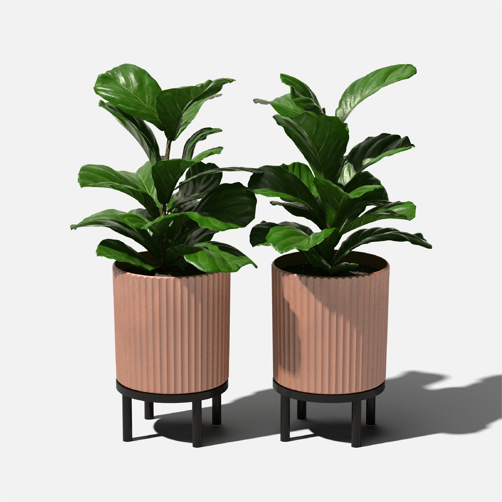 Demi Series Planter with Stand, 2, 16" H x 10.5" W x 10.5" D, Terracotta/Black