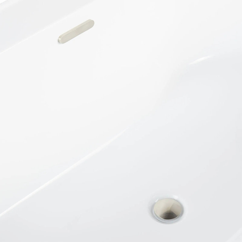 70" Ashington Acrylic Freestanding Soaking Bathtub, Brushed Nickel