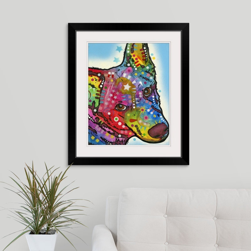« aquarium mural mouton dog », reproduction, Cadre noir, H 28 po x l 24 po x P 1 po