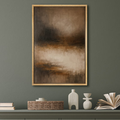 Art abstrait sur toile abstrait brun foncé et beige, reproduction de dégradé fluide contemporain pour salon, bureau ou salle à manger