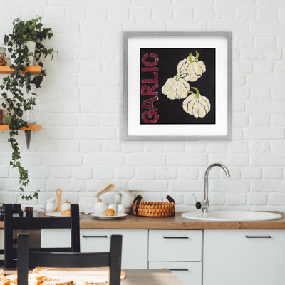 Garlic Garden Vegetable Framed Print Under Glass, design by Nancy Overton