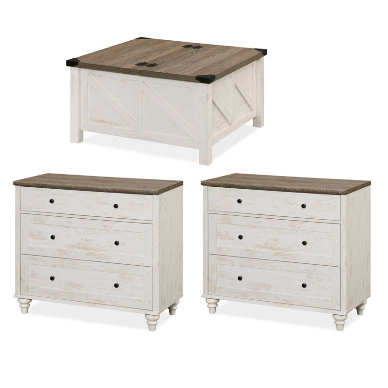 Allyssa 3 Piece Farmhouse Coffee Table Set